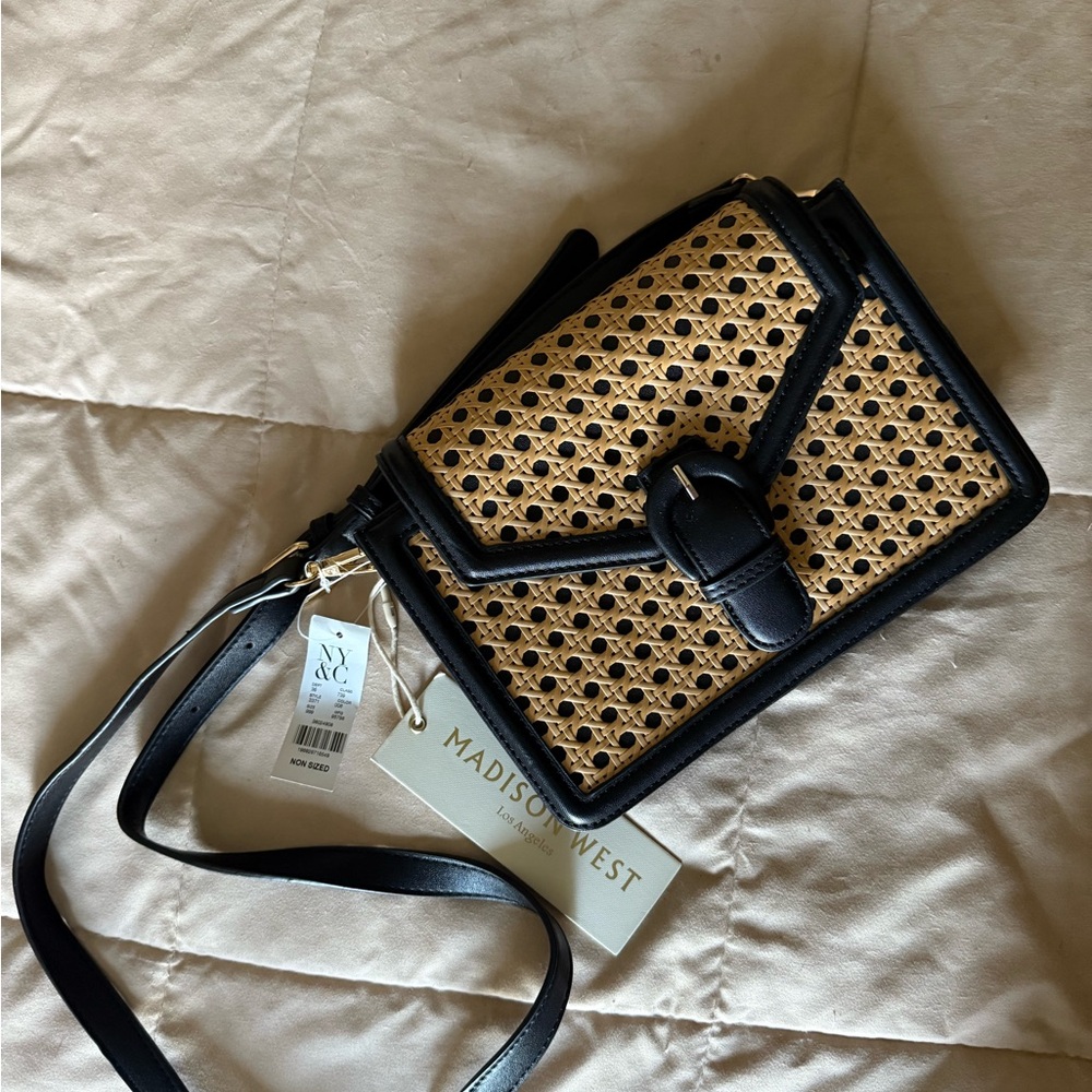 Madison West Black and Tan Crossbody Bag